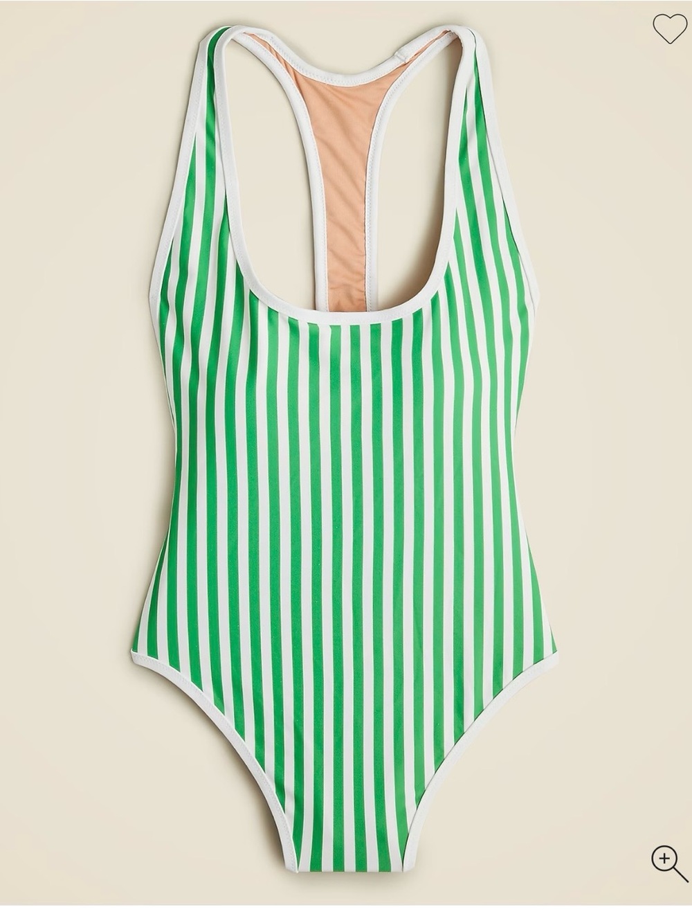 J. Crew Green and White Striped Racerback One-Piece Swimsuit